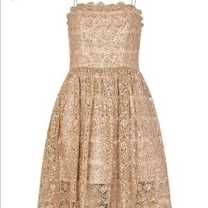 Alice & Olivia gold lace dress